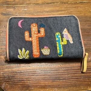 Vera Bradley Denim Wallet with Cactus Embroidery